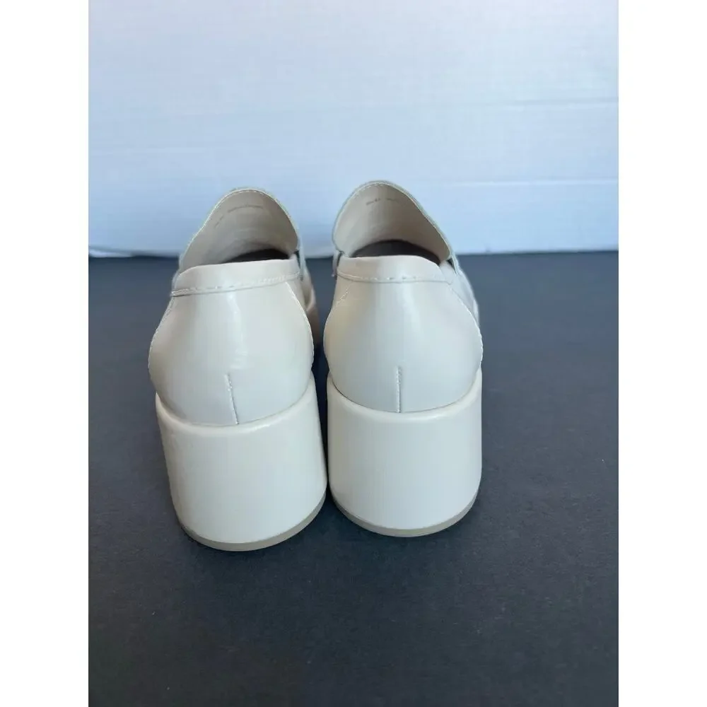 NWT Dolce Vita Yanni Cream Leather Platform‎ Penny Loafer Slip On Shoes Sz 8.5